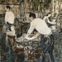Servers  15 3/4" x 19 3/4" monotype