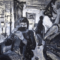 Selfie  42" x 30" acrylic and pastel on paper