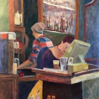The Counter  15" x 19" oil on paper